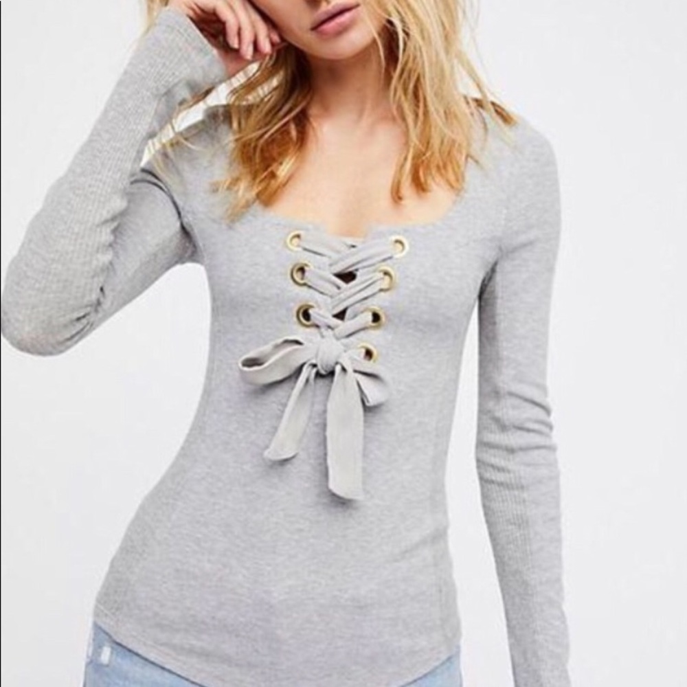 Free People Looking Back long sleeve knit shirt
